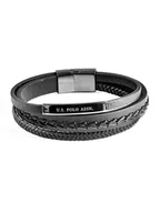 Bransolety męskie - U.S. Polo Assn. Skórzana bransoletka w kolorze czarnym - miniaturka - grafika 1