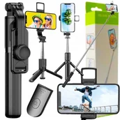 Selfie stick - Selfie Stick Kijek Tripod Statyw + Pilot Bluetooth + Lampa Led 63 Cm - Pro - miniaturka - grafika 1