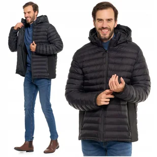 KURTKA MĘSKA Pikowana Przejściowa na Jesień z Odpinanym Kapturem MORAJ L - Kurtki męskie - miniaturka - grafika 1