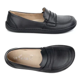 Olivier Barefoot Eleganckie Damskie minimalistyczne mokasyny skórzane 1280 czarne lico - Półbuty damskie - miniaturka - grafika 1