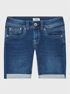 Spodenki damskie - Pepe Jeans Szorty jeansowe Tracker Short PB800696JS0 Niebieski Slim Fit - miniaturka - grafika 1