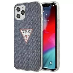 Guess Etui Jeans iPhone 12 Pro Max, granatowy 3700740481899 - Etui i futerały do telefonów - miniaturka - grafika 1