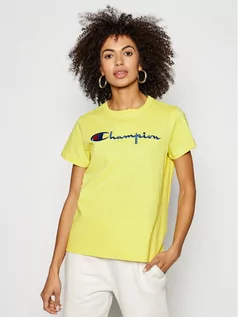 Koszulki i topy damskie - Champion T-Shirt Script Logo Crew Neck 110992 Żółty Heritage Fit - grafika 1