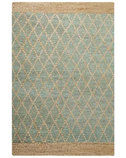 BELIANI Dywan zielony z beżowym jutowy 200 x 300 cm wzór geometryczny tkany ręcznie styl boho do salonu sypialni - Dywany - miniaturka - grafika 1