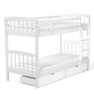 Łóżka dla dzieci i młodzieży - Beliani Łóżko piętrowe z szufladami drewniane 90 x 200 cm białe REVIN 249468 - miniaturka - grafika 1