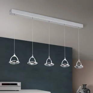 Żyrandol belka LED Moon, 5-pkt., chrom - Lampy sufitowe - miniaturka - grafika 1
