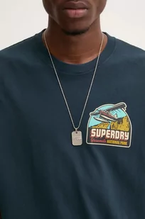 Superdry t-shirt bawełniany męski kolor granatowy z nadrukiem M1012017A-98T - Koszulki męskie - miniaturka - grafika 1