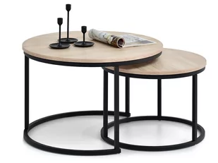 DWA STOLIKI DO SALONU NERO S+XL SONOMA NA CZARNEJ PODSTAWIE - Ławy i stoliki kawowe - miniaturka - grafika 1