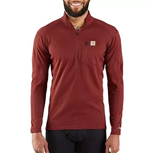 Carhartt Koszulka męska Base Force Midweight Tech Quarter-Zip Layer Top, Opalana cegła, XL - Koszulki męskie - miniaturka - grafika 1