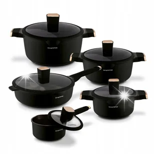 ZESTAW GARNKÓW INDUKCJA komplet PATELNIA z pokrywką RONDELEK Black Rose - Zestawy garnków i patelni ZESTAW GARNKÓW INDUKCJA komplet PATELNIA z pokrywką RONDELEK Black Rose - Zestawy garnków i patelni - miniaturka - grafika 1