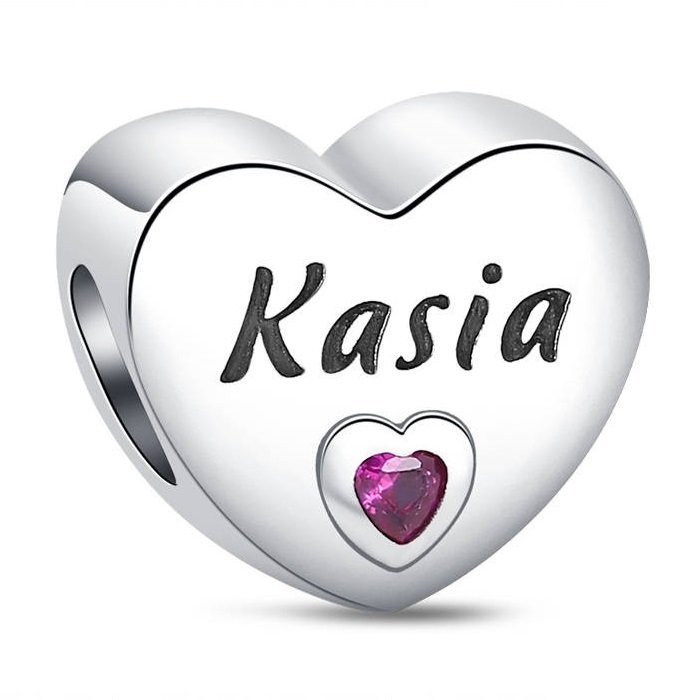 Zawieszka SREBRO 925 Charms koralik Imię Kasia Serce