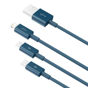 Baseus Superior 3w1 kabel USB - Lightning / USB Typ C / micro USB 3,5 A 1,5 m niebieski (CAMLTYS-03) - Kable USB - miniaturka - grafika 4