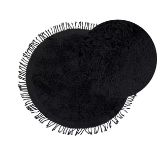 Lumarko Dywan shaggy okrągły bawełniany ⌀ 140 cm czarny BITLIS - Dywany - miniaturka - grafika 1
