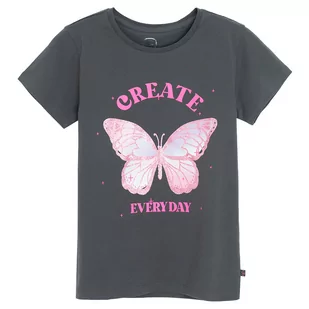 Cool Club, T-shirt dziewczęcy, ciemnoszary - Koszulki dla dziewczynek - miniaturka - grafika 1
