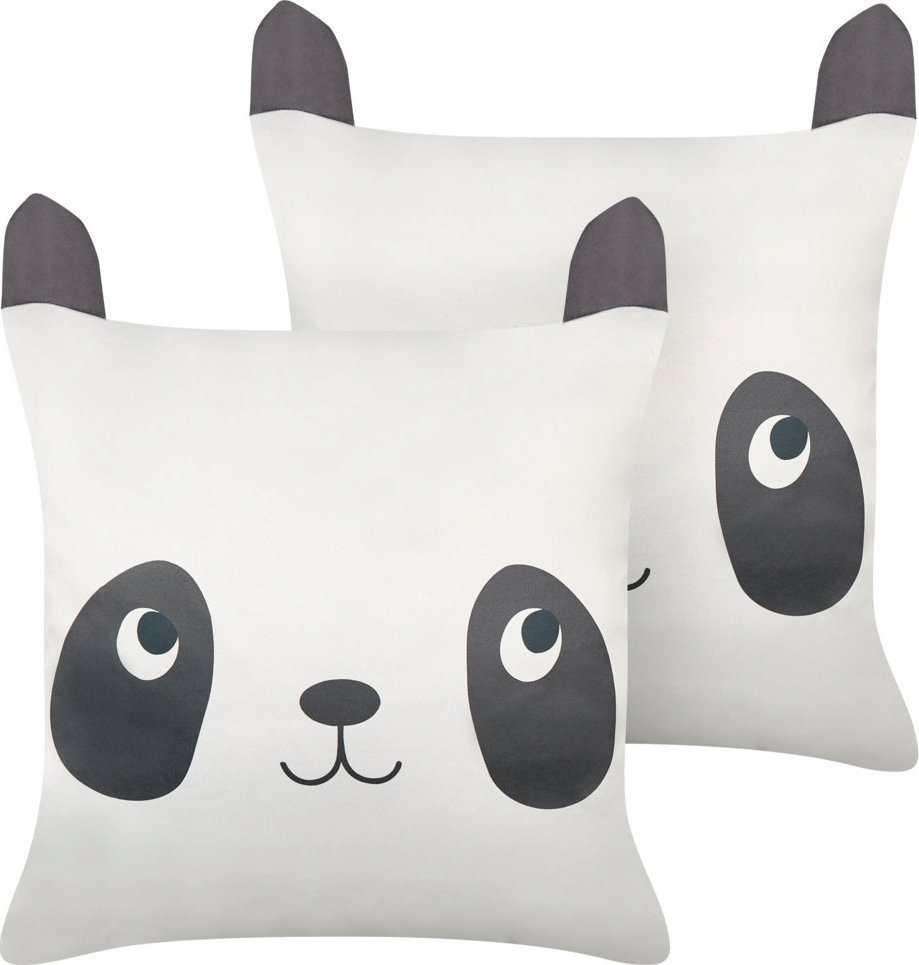 Beliani 2 poduszki dla dzieci bawełniane w pandy 45 x 45 cm czarno-białe PANDAPAW