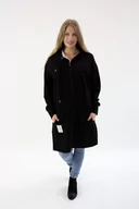 Bluzy damskie - Długa zapinana bluza z kapturem Rawela Czarna XL - miniaturka - grafika 1