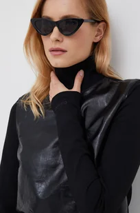 Calvin Klein bluzka damska kolor czarny gładka - Bluzki damskie - miniaturka - grafika 1