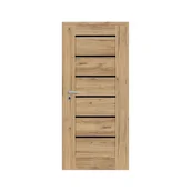 Drzwi wewnętrzne - NAWADOOR Skrzydło drzwiowe pokojowe Minos Black dąb catania czarna szyba 80 prawe Nawadoor - miniaturka - grafika 1