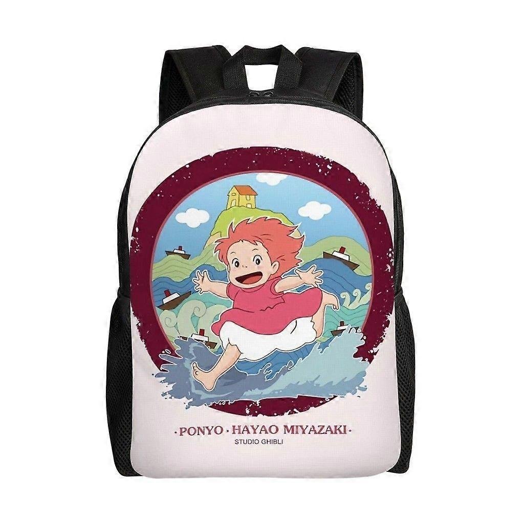 Ponyo On The Cliff By The Sea Wszechstronny plecak Zmywalny plecak szkolny w stylu casual Modna torba na komputer z tkaniny Oxford Unisex-hjka3462