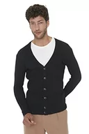 Swetry męskie - Trendyol Męski Plus Size Slim Standard V Neck Tkany Kardigan Czarny, Czarny, XL - miniaturka - grafika 1