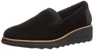 Sneakersy damskie - Clarks Damskie sneakersy Sharon Dolly, Black Suede W Dark Tan Welt, 35.5 eu - grafika 1