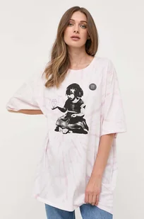 Guess t-shirt bawełniany Guess x Banksy kolor różowy - Koszulki sportowe damskie - miniaturka - grafika 1