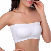 Biustonosze - Biustonosz Bez Ramiączek Bezszwowy Stanik Sportowy Top Opaska Bandeau D/E Biały - miniaturka - grafika 1