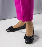 Mokasyny damskie - Czarne balerinki z kokardką Tabitha-38 - miniaturka - grafika 1