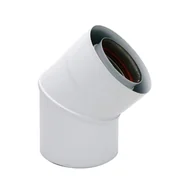 Rury i kanały wentylacyjne - EQUATION Kolano dwuścienne nierdzewne 45° 80/125 mm do odprowadzania dymu - miniaturka - grafika 1