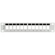 Akcesoria do szaf serwerowych - Lanberg PATCH PANEL PUSTY 12 PORT 1U 10&quot Z ORGANIZEREM DO MODUŁÓW KEYSTONE SZARY PPKS-9112-S - miniaturka - grafika 1