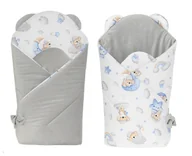 Rożki i beciki - Rożek becik niemowlęcy VELVET (popiel + niebieska chmurka) - miniaturka - grafika 1