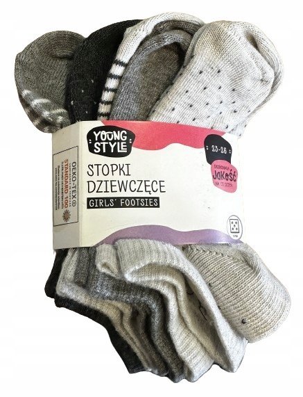 Skarpetki stopki dziewczęce 5 PAR YOUNG STYLE rozmiar 23/26 (436)