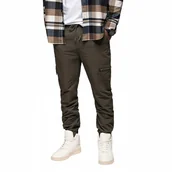 Spodnie męskie - Męskie spodnie joggery z kieszeniami cargo ciemnooliwkowe V5 OM-PAJO-0200 L - miniaturka - grafika 1