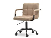 Fotele i krzesła biurowe - OBRACANY FOTEL ELIOR BEŻOWY NA CZARNEJ NODZE Z KÓŁKAMI - miniaturka - grafika 1