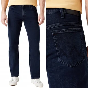 Wrangler Straight Blue Black Dżins Ciemne Proste Spodnie Jeansowe W40 L32 - Spodnie męskie - miniaturka - grafika 1