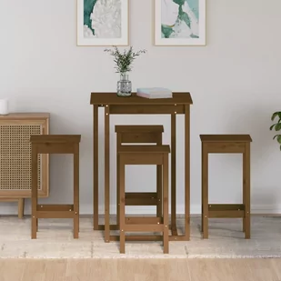 Lumarko 5-cz. zestaw mebli barowych, miodowy brąz, lite drewno sosnowe - Stoły z krzesłami - miniaturka - grafika 1