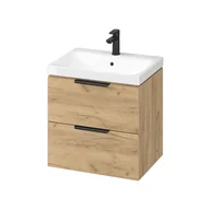 Szafki łazienkowe - Szafka łazienkowa z umywalką Senti Costa 60 cm jasne drewno/ biały połysk - miniaturka - grafika 1
