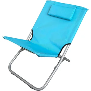LEŻAK PLAŻOWY SKŁADANY Z ZAGŁÓWKIEM 47X61X37- 58CM NIEBIESKI - Meble ogrodowe - miniaturka - grafika 1