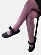 Rajstopy - Błyszczące rajstopy w prążek 116-122 fioletowy - miniaturka - grafika 1