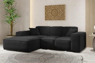Sofa w kształcie L SIENA narożnik tkanina Poso czarny lewy - Narożniki - miniaturka - grafika 1