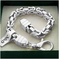 Bransolety męskie - GRUBA MĘSKA BRANSOLETA SPLOT KRÓLEWSKI, BIZANTYNA, RĘCZNA ROBOTA 8mm pr 925 - miniaturka - grafika 1