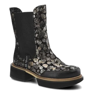 Czarne Botki Damskie Maciejka Skórzane Modne Buty - Botki damskie - miniaturka - grafika 1