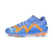 Piłka nożna - PUMA Future PRO FG/AG JR buty piłkarskie, niebieski, błyszczący, biało-pomarańczowy, 5 UK - miniaturka - grafika 1