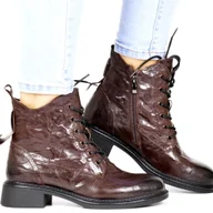 Botki damskie - DAMSKIE TRZEWIKI BOTKI SKÓRZANE VINCEZA 86412 BRĄZOWE - miniaturka - grafika 1