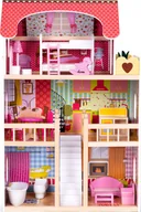 Domki dla lalek - Ecotoys Drewniany domek dla lalek mebelki 3 piętra Ecotoys - miniaturka - grafika 1