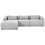 Narożniki - BELIANI Narożnik prawostronny 3-osobowy szary tapicerowany sofa narożna dodatkowe poduszki minimalistyczny styl - miniaturka - grafika 1