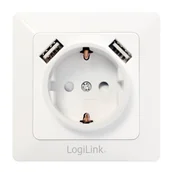 Gniazdka elektryczne - LogiLink PA0162 gniazdko elektryczne 2 x USB + CEE 7/3 Biały - miniaturka - grafika 1