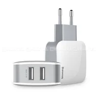 Ładowarki do telefonów - Baseus Letour ładowarka sieciowa zasilacz EU adapter do telefonu 2x USB 2.4A biała (ZCL2B-B02) - miniaturka - grafika 1