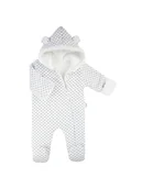 Kombinezony dla dzieci - Niemowlęcy kombinezon ocieplany w kropeczki kremowy Nicol,r.62 - miniaturka - grafika 1