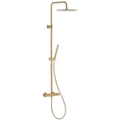 Zestawy prysznicowe - Zestaw prysznicowy natynkowy KFA ARMATURA Moza 5736-921-31 z deszczownicą Złoto szczotkowane - miniaturka - grafika 1